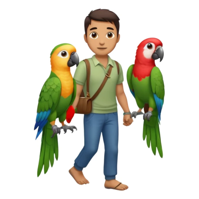 Walker + parrot on shoulder, Pet Walkers, Full body with walk pose sticker