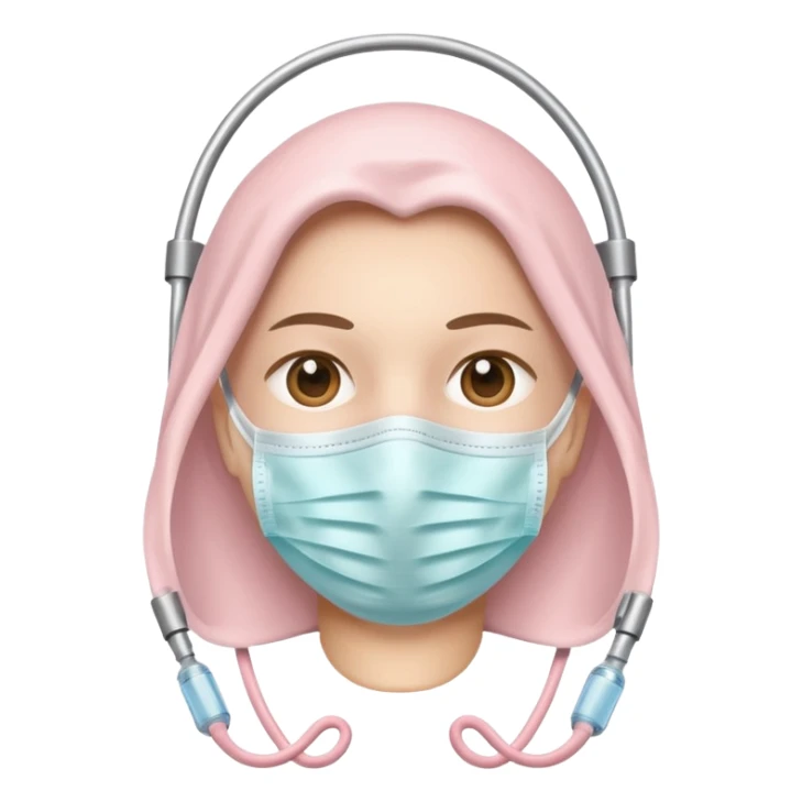 light pastel pink medical mask, no face, iOS emoji style, variation 4 sticker