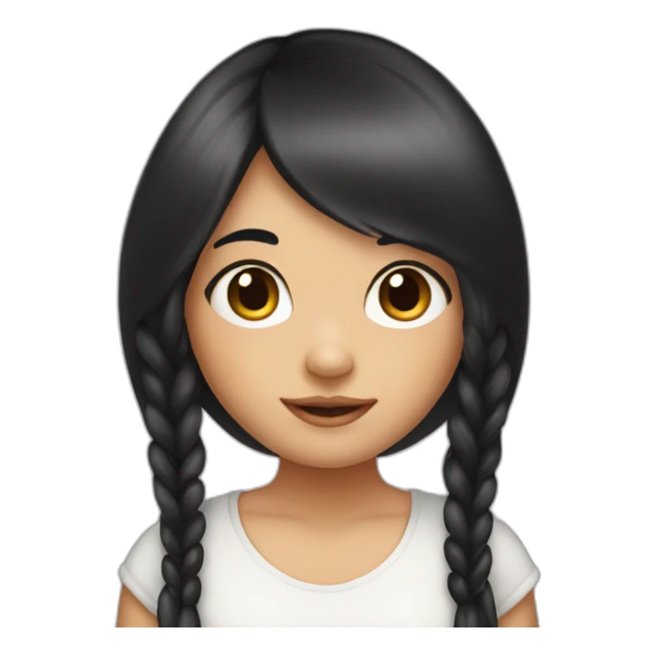 cute oval faced girl with long black hair sticker
