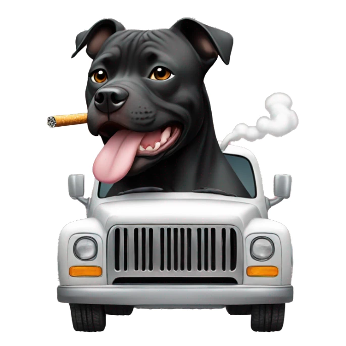 Black pitbul smoking a cigarette driving a truck  sticker
