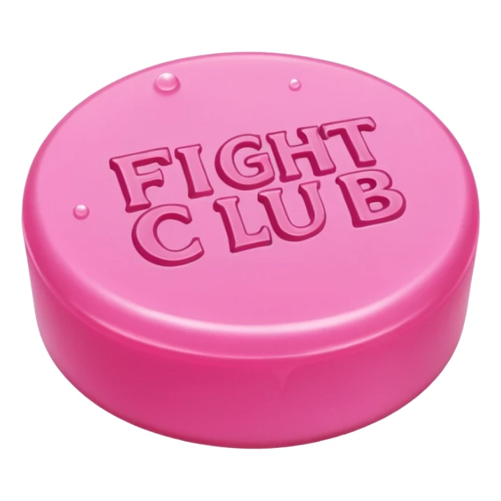 wet pink soap bubbly with "fight club" on it sticker