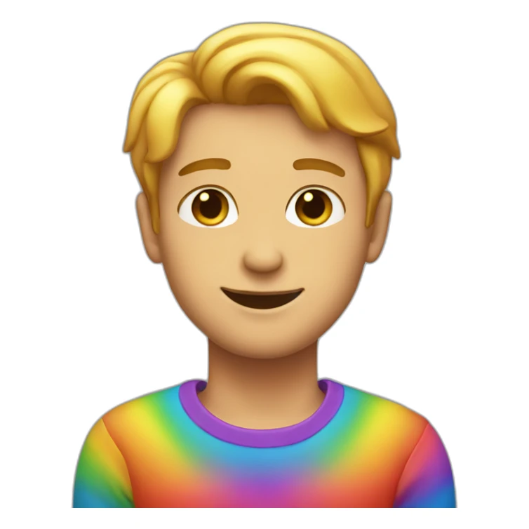A guy with heart eyes in rainbow colors sticker
