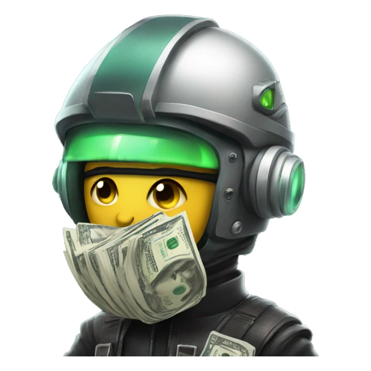 cyber punk with helmet holding cash sticker