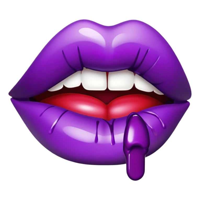 Lips with  lipstick with dark purple  drips sticker