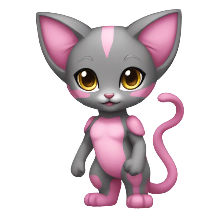 Pink Chibi Anthro Mew-Pokémon full body sticker