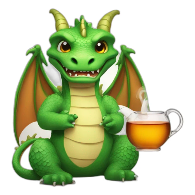 A dragon with a bottle of tea in his hands sticker
