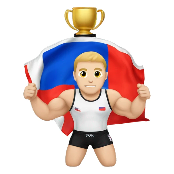 Petr Yan holding UFC belt with Russian Federation flag sticker