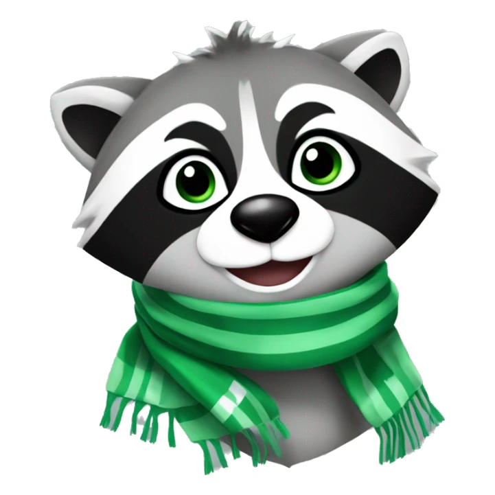 Racoon cheering with a green and white sport scarf sticker
