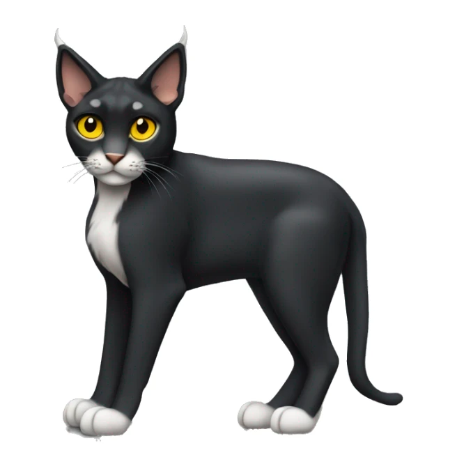 Pointed ears like lynx sleek black cat full body yellow eyes  sticker