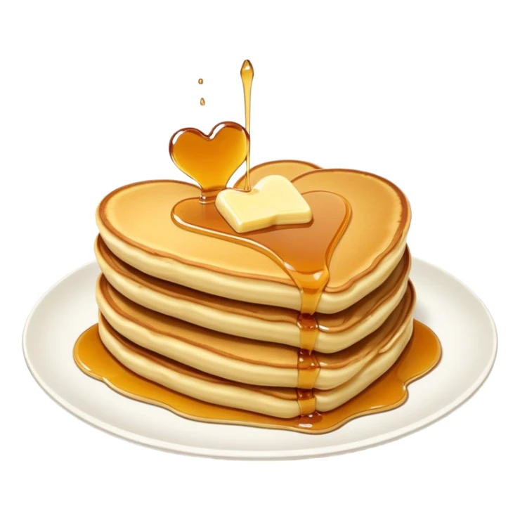 Heart shaped pancakes with butter and syrup  sticker