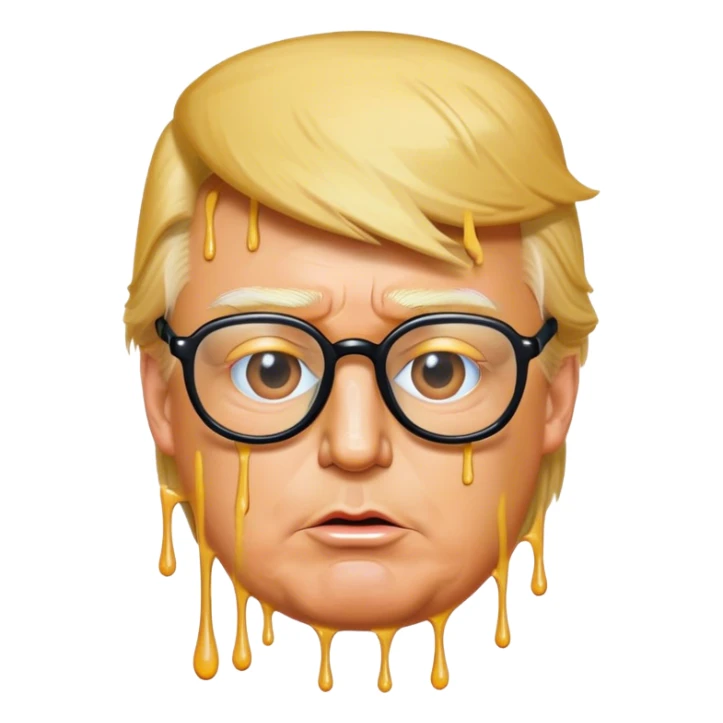 Donald Trump with drippy glasse sticker
