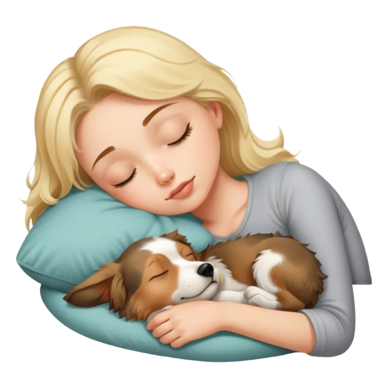 blonde girl sleeping with australian sheperd sticker