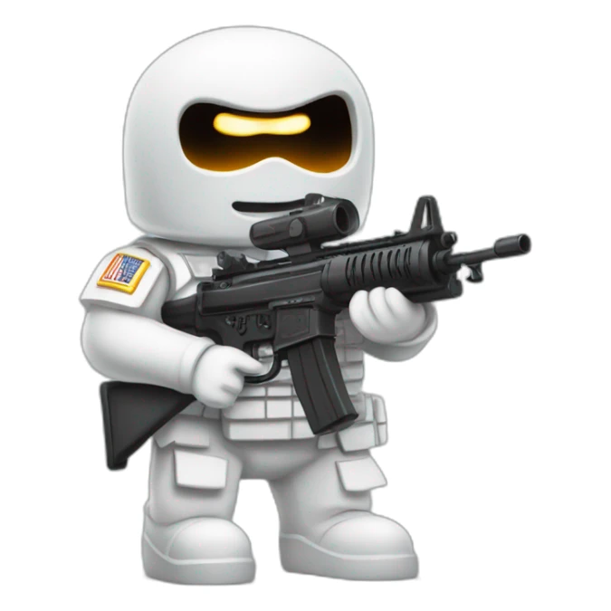 white ghost with a machine gun and wearing a military helmet sticker
