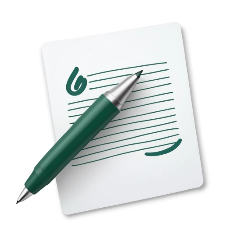 hand writing with dark green and white pen on white sheet, modern minimalism sticker