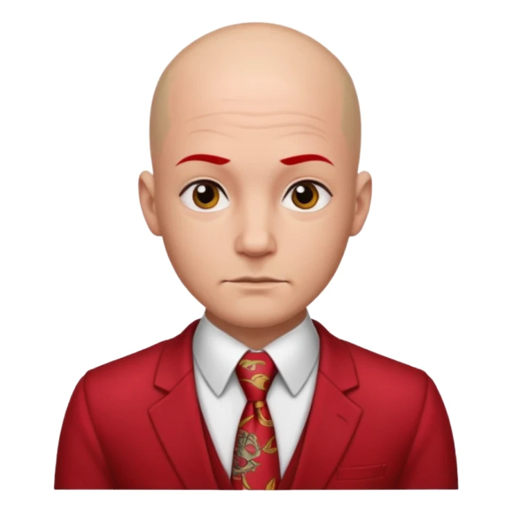 man Bald with red necktie, red dress, tattoos. sticker