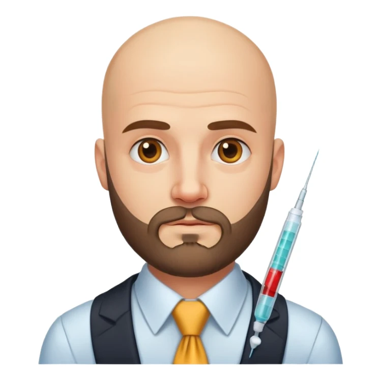 bald man in necktie and beard portrait with injections  sticker