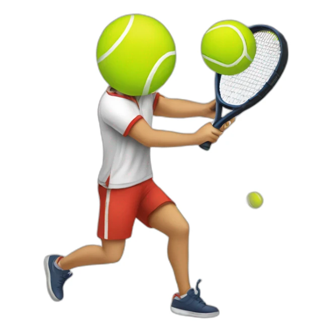 tennis ball hitting a person with a racket sticker