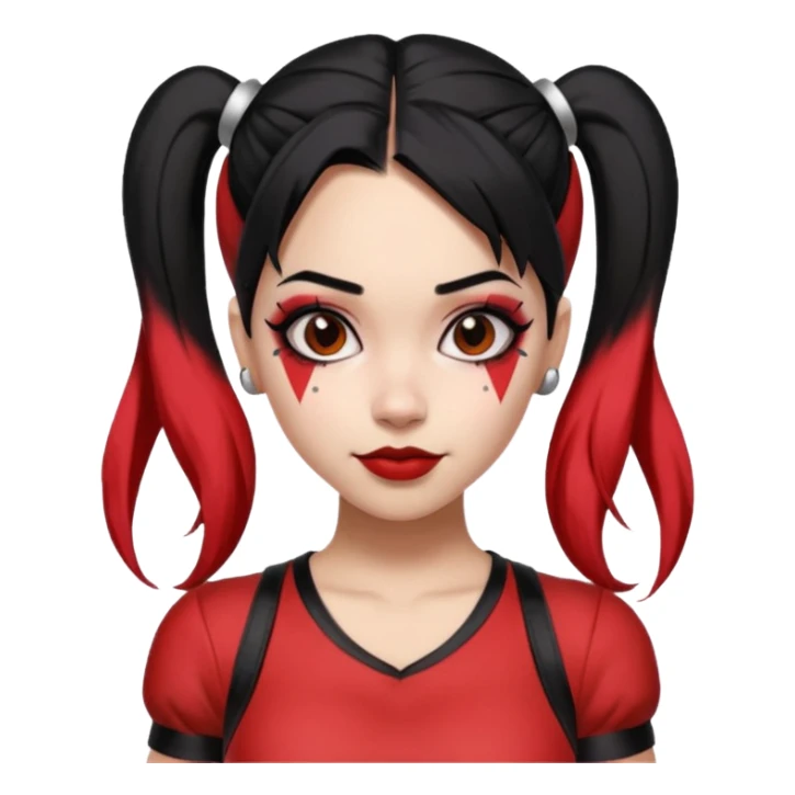 black haired woman in harley queen outfit sticker