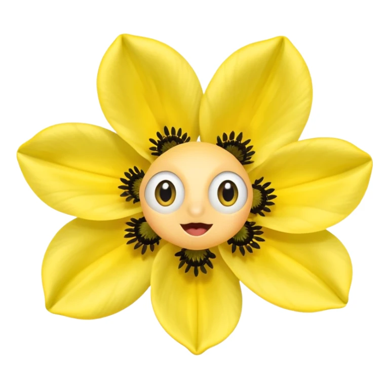 five leaved yellow anemone eyes mouth sticker