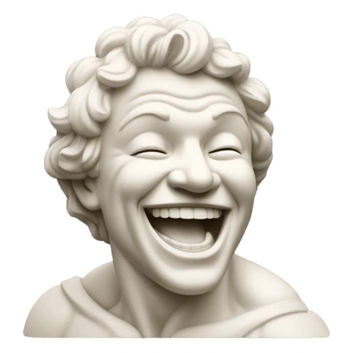 laughing muscular statue, antique white statue sticker