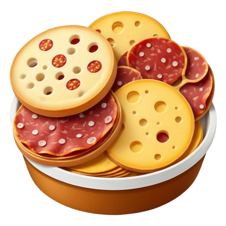 Hickory Farms Snack pack, circular bread chips, cheese slices, sliced salami sticker