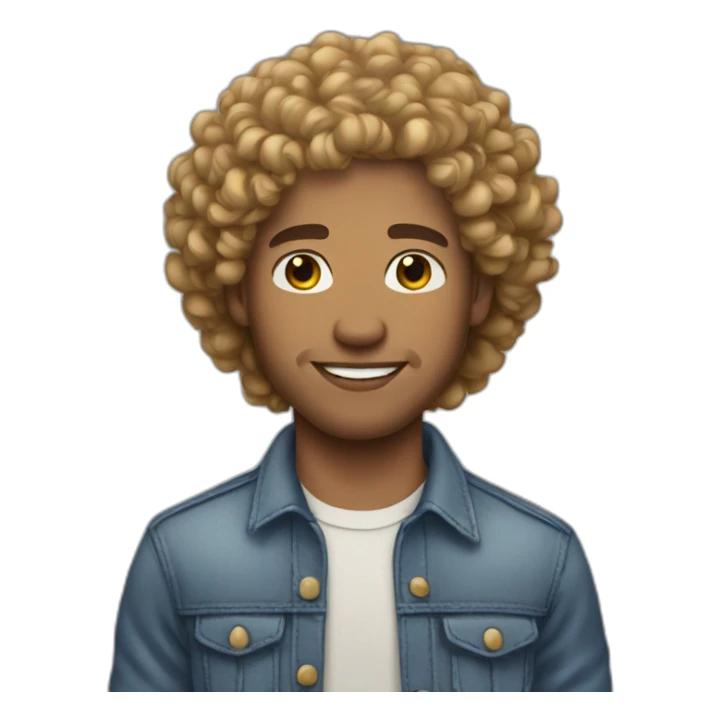 light skinned man curly hair sticker