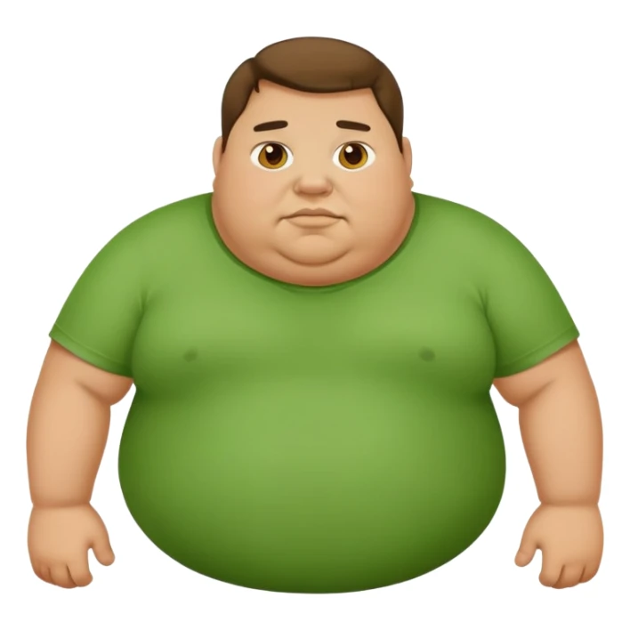 Fat person wearing green shirt sticker