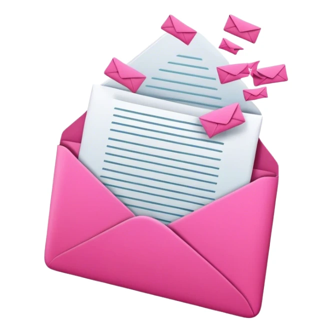 A vibrant pink email envelope at the top of a cascading data waterfall, symbolizing automated waterfall enrichment with flowing verified contacts. sticker