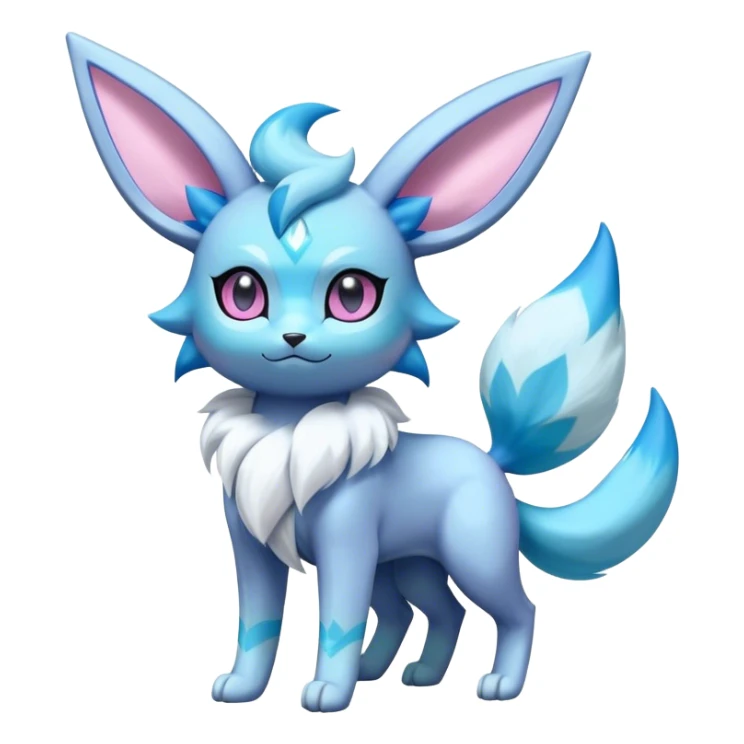 Futuristic Fluffy Glaceon-Espeon-Sylveon-Umbreon-hybrid, full bod sticker