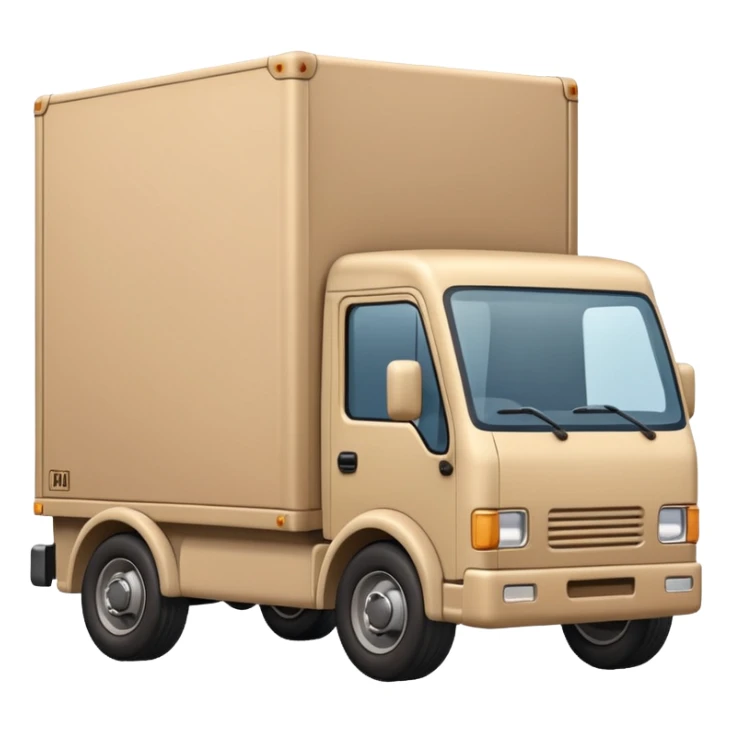 emoji of beige delivery truck, in perspective view sticker