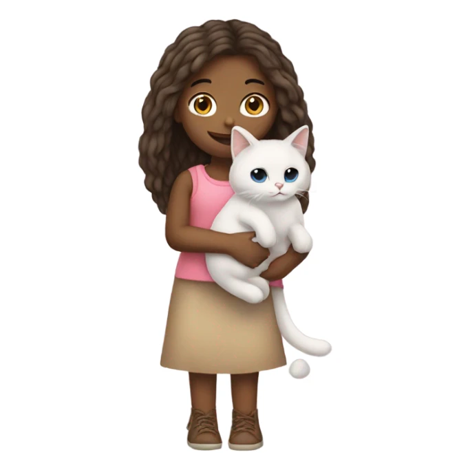 A girl holding a ragdoll cat sticker