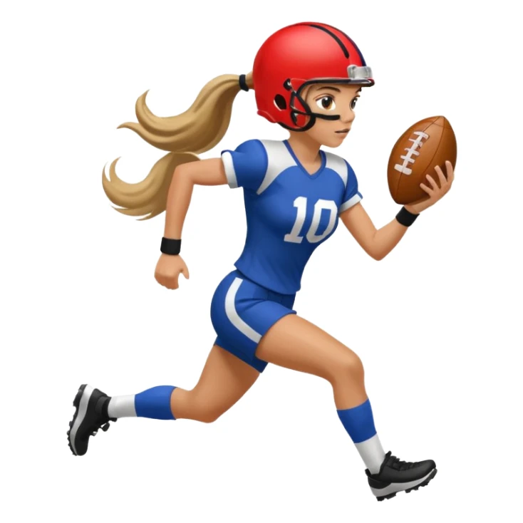 Long Haired Football Players, Female player with ponytail running sticker