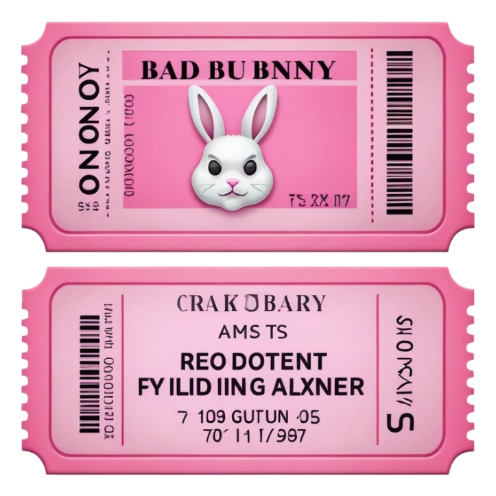 Pink  ticket for the concert of  BAD BUNNY  sticker