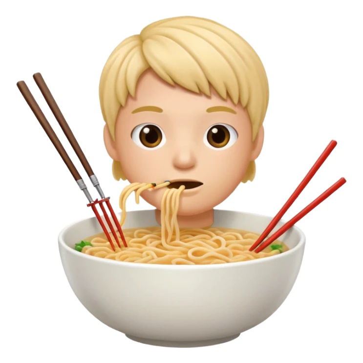 single bowl of noodles for one person eating sticker