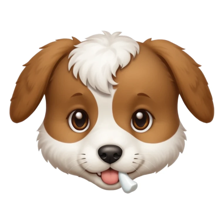 puppy face with white bone in mouth sticker