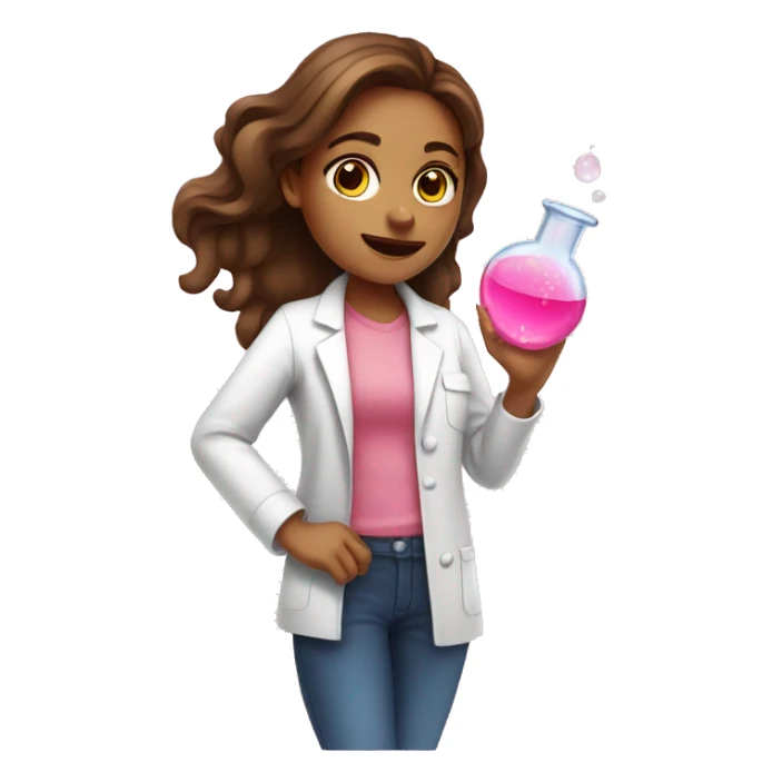 brown-hair girl doing pink chemistry  sticker