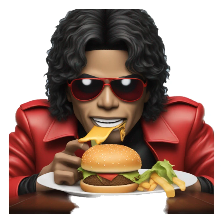 Michael Jackson in red Thriller suit eating a burger  sticker