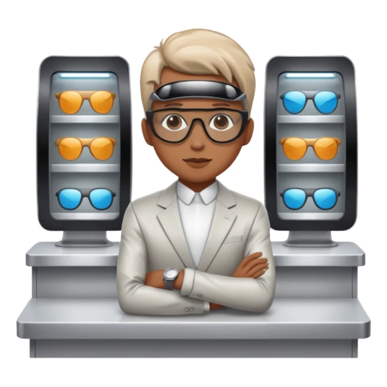 a counter with glasses and futurist, its a person  sticker