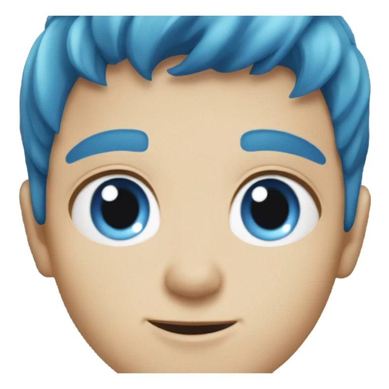 Young Caucasian boy with blue eyes and blue hair sticker