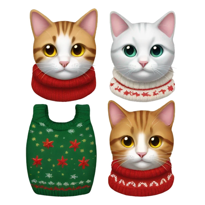 four cats wearing Christmas sweaters sticker