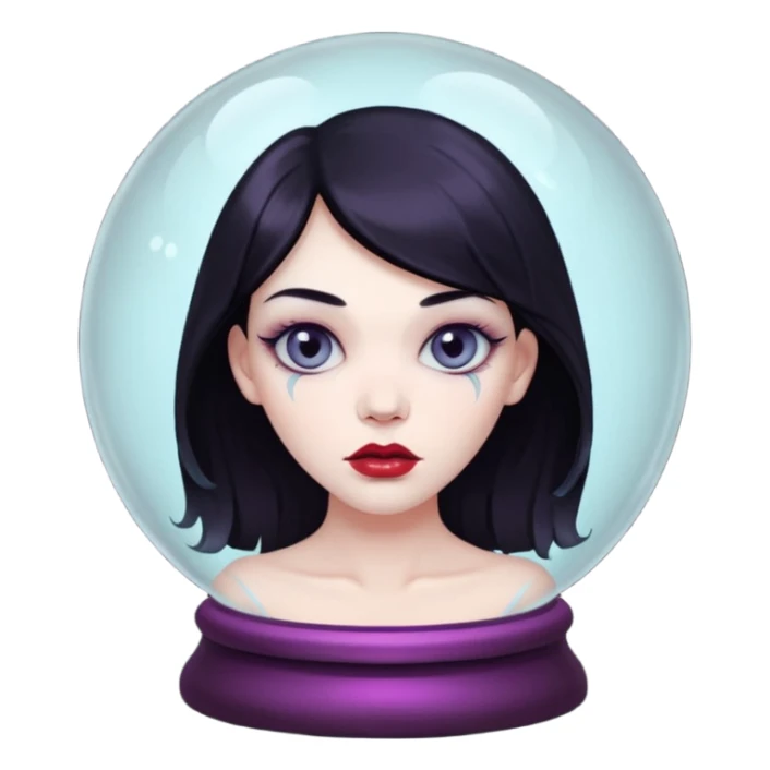 A Ghoulish Lady's head in a crystal ball sticker