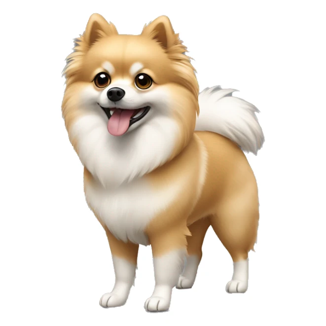 walking pomeranian-spitz mix light brown and white with gray ears  sticker