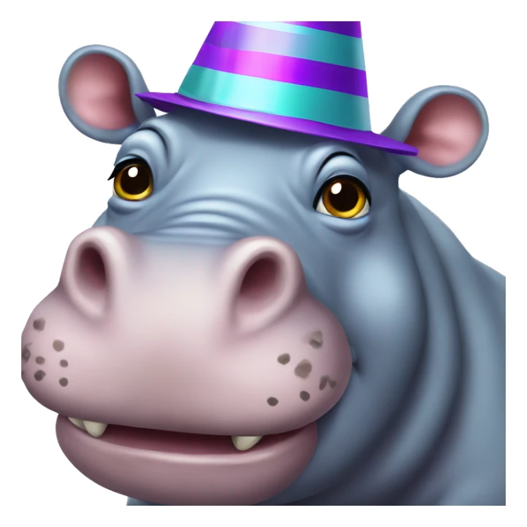 Hippo in a party hat  sticker