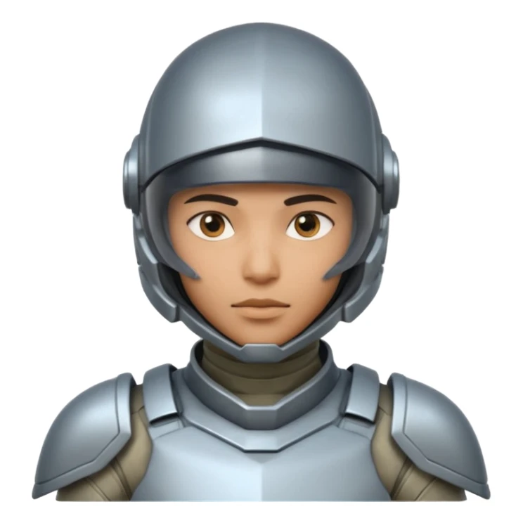 futuristic armored soldier human portrait, head and shoulders only, South Asian facial features, helmet visor, sci-fi armor details, 3D cartoon, mobile game icon style, clean background, no text, no watermark
 sticker