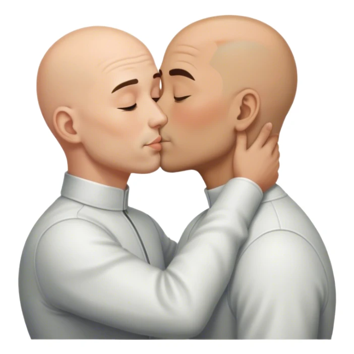Bald guy kissing a guy with hair sticker