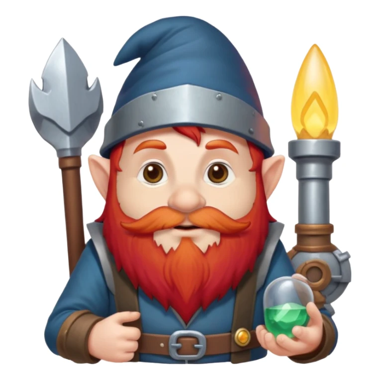fantasy engineer gnome in a wheeclair with red hair and red beard sticker