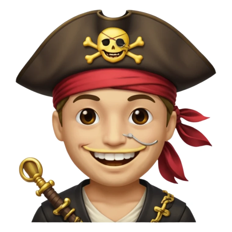 Pirate with smiley face and a eyepatch and make with one tooth sticker