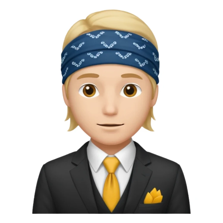 Character wearing a bandana and a suit sticker