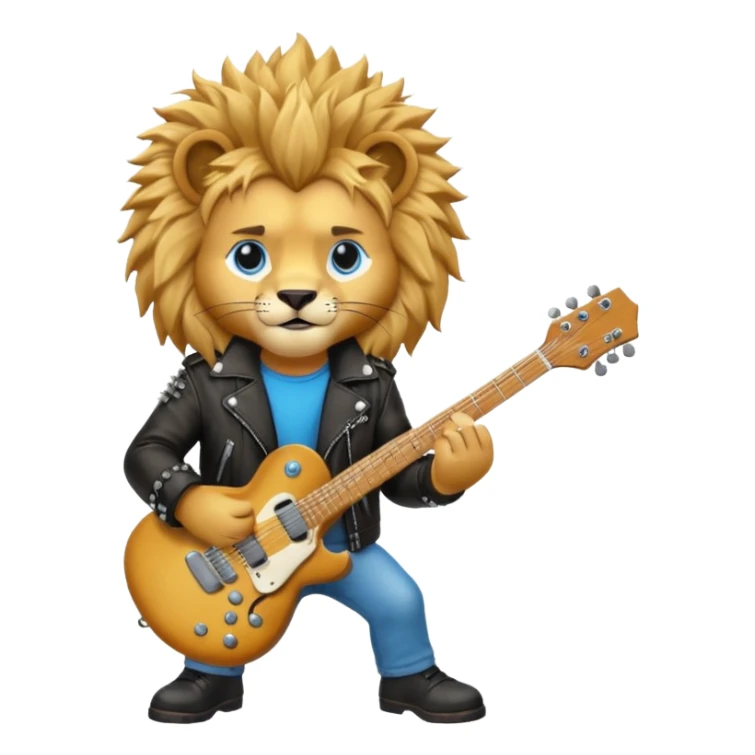 guitar rock baby, lion head sticker
