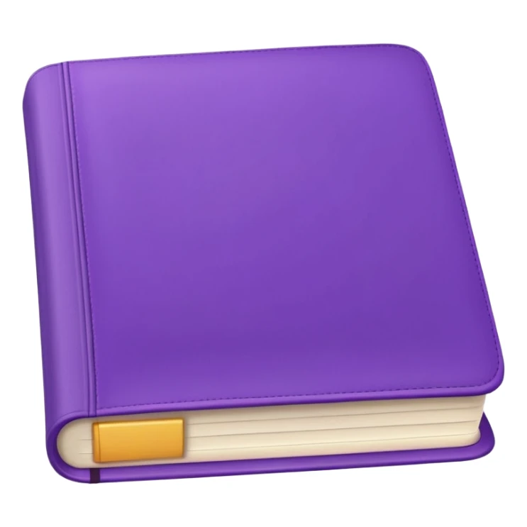 single closed book with purple cover, emoji style sticker